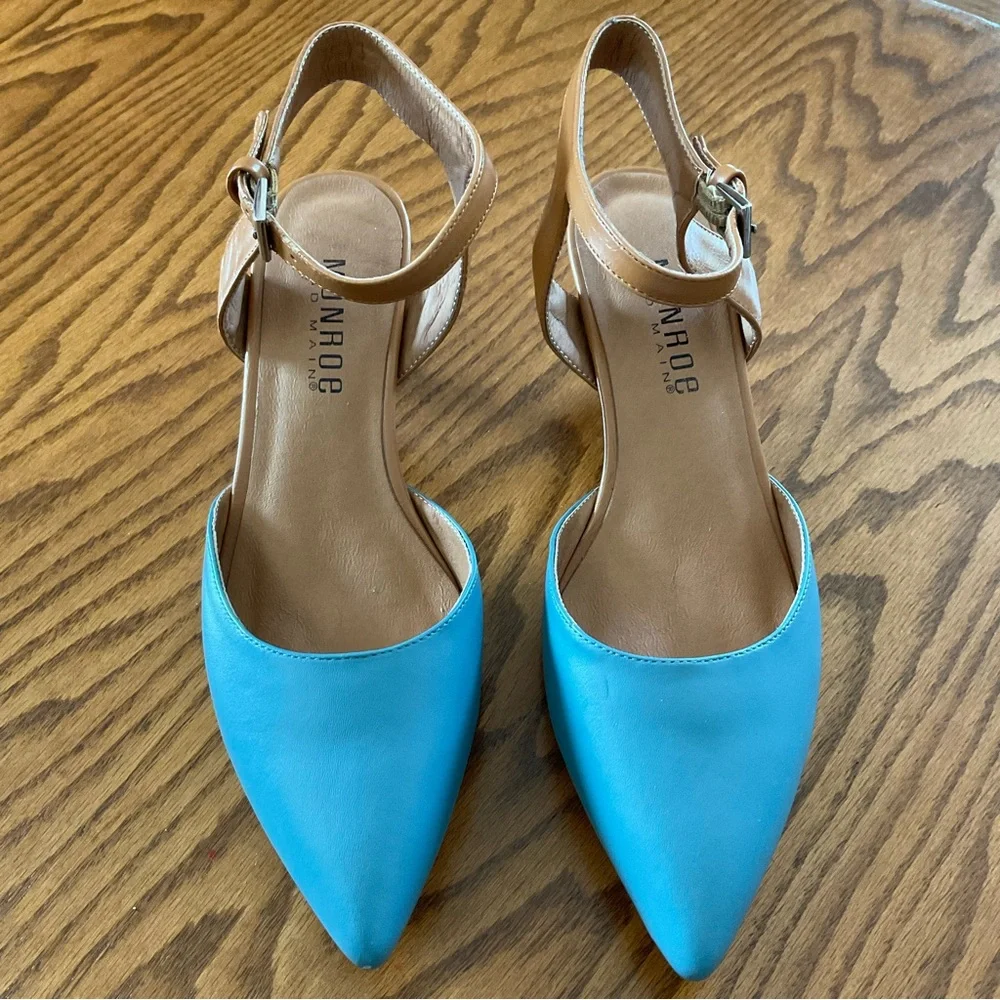 Monroe & Main Color Block Ankle Strap Heel/Pumps, Women’s Sz 6.5M